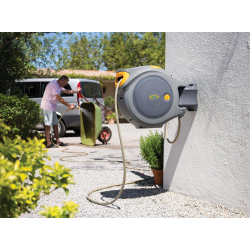 Dévidoir de jardin automatique Auto Reel Flowmax équipé de 30m de tuyau d'arrosage premium - HOZELOCK