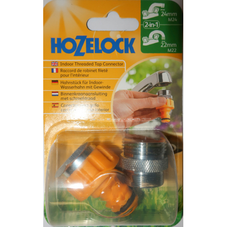 Raccord d'arrosage pour robinet intérieur - Diamètre 22mm M22F - HOZELOCK