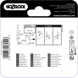 Colliers de fixation murale par 12 pour tuyau de diametre 13mm pour arrosage automatique - HOZELOCK