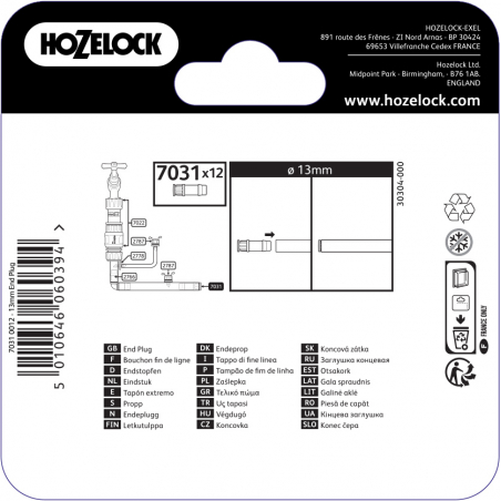 Bouchons fin de ligne pour tuyau d'arrosage automatique de 13 mm - HOZELOCK