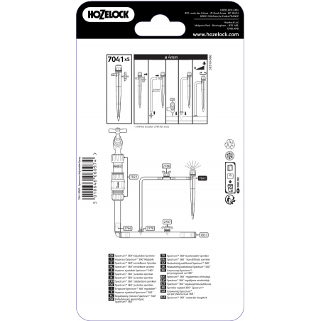 Arroseurs réglables à 360 SPECTRUM par 5 pour tuyau d'arrosage automatique de 4 mm - HOZELOCK