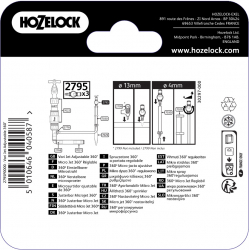 Arroseur Vari-jets reglables 360 degres pour tuyau d'arrosage automatique de 4 et 13 mm - HOZELOCK