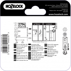 Arroseur Vari-jets reglables 180 degres pour tuyau d'arrosage automatique de 4 et 13 mm - HOZELOCK