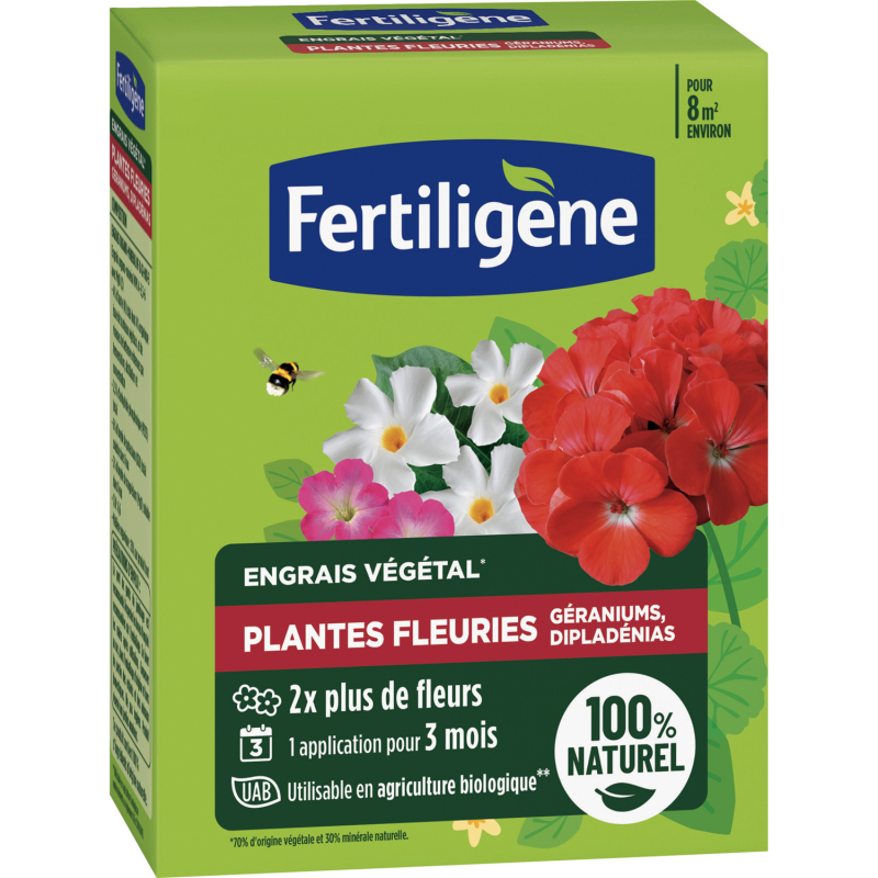 Engrais plantes fleuries géranium dipladénia - Etui de 650G - FERTILIGENE Engrais plantes fleuries géranium dipladénia - Etui de 650G - FERTILIGENE