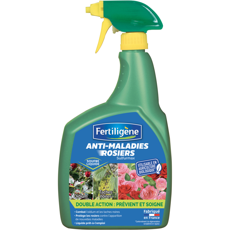 Anti-oïdium rosiers - Pulvérisateur de 800ML - FERTILIGENE Anti-oïdium rosiers - Pulvérisateur de 800ML - FERTILIGENE