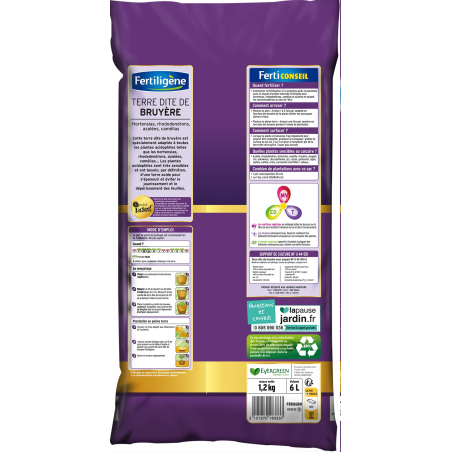 Terre dite de bruyère - Sac de 6L - FERTILIGENE - Agrément 0100032