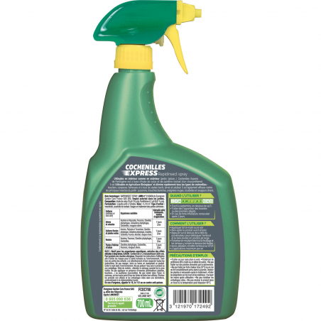 Insecticide cochenilles express prêt à l’emploi - Pulvérisateur de 700ML - FERTILIGENE - Agrément 0100032