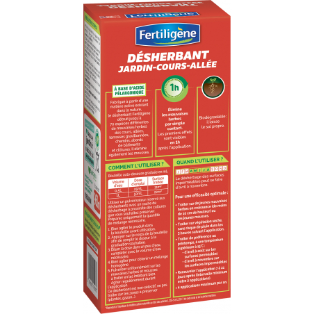 Désherbant jardin, cours, allées, - concentrés - Etui de 960ML - FERTILIGENE - Agrément 0100032