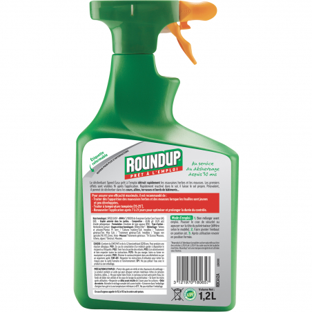 Désherbant cours, allées, terrasses - Pulverisateur de 1.2L - ROUNDUP - Agrément 0100032