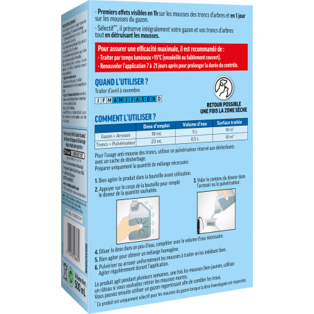 Anti-mousses gazon troncs d'arbres - Etui de 500ML - ROUNDUP - Agrément 0100032