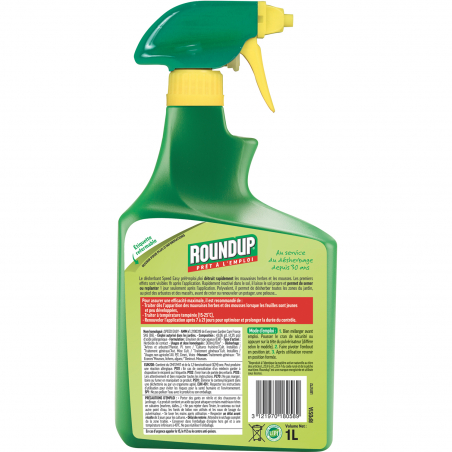 Désherbant jardin polyvalent prêt à l’emploi - Pulvérisateur de 1L - ROUNDUP - Agrément 0100032