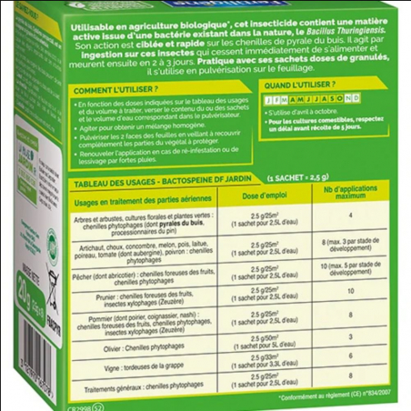 Pyrale du buis - Boîte de 20G - FERTILIGENE - Agrément 0100032