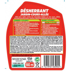 Désherbant jardin, cours, allées - prêt à l'emploi - Pulvérisateur de 900ML - FERTILIGENE - Agrément 0100032