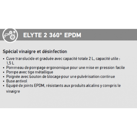 Pulvérisateur à main à pression préalable ELYTE 2  360°- 1,5L - BERTHOUD