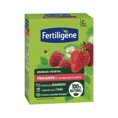 Engrais fraisiers et autres petits fruits - Etui 1,2kg - FERTILIGENE - Agrément 0100032
