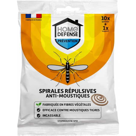 Anti-moustiques -  Spirales répulsives 10 sachets - HOME DEFENSE