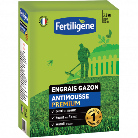 Engrais gazon anti mousse - Sac 2,8kg - FERTILIGENE - Agrément 0100032
