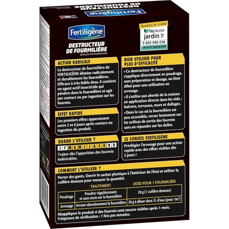 Destructeur de fourmilières en granulés - Etui 400g - FERTILIGENE