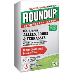 Désherbant cours, allées, terrasses - action 2 en 1 - Bouteille de 400ML - ROUNDUP - Agrément 0100032