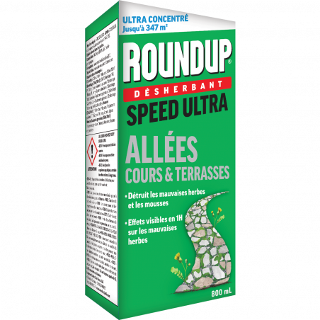 Désherbant cours, allées, terrasses - action 2 en 1 - Bouteille 800ml - ROUNDUP - Agrément 0100032