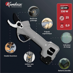 Sécateur électrique diamètre 25mm - KAMIKAZE
