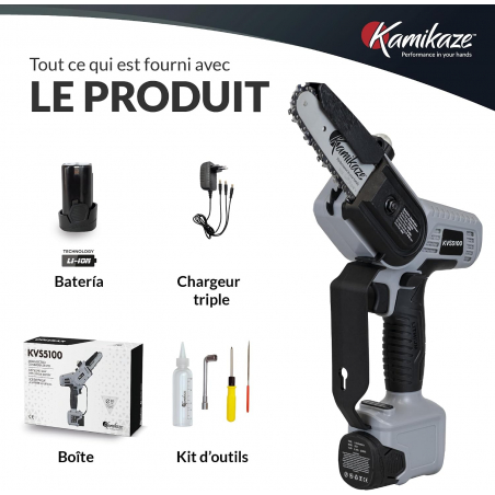 Tronçonneuse électrique semi-pro avec 1 batterie - KAMIKAZE