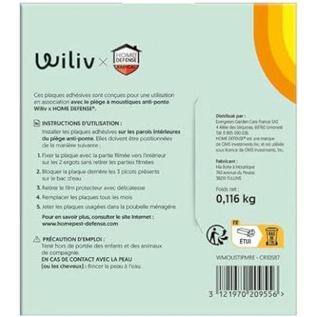 Lot de 8 plaques adhésives pour pièges à moustiques anti ponte MINI WILIV - HOME DEFENSE