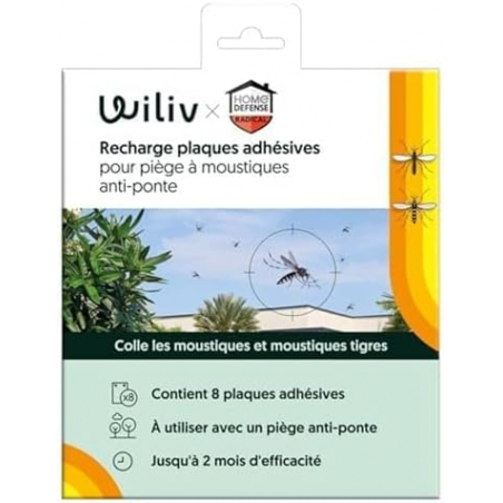 Lot de 8 plaques adhésives pour pièges à moustiques anti ponte MINI WILIV - HOME DEFENSE
