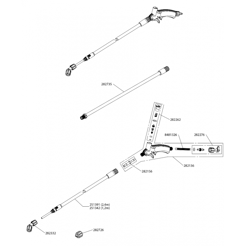 Lance télescopique pour pulvérisateur extensible à 2,30 m