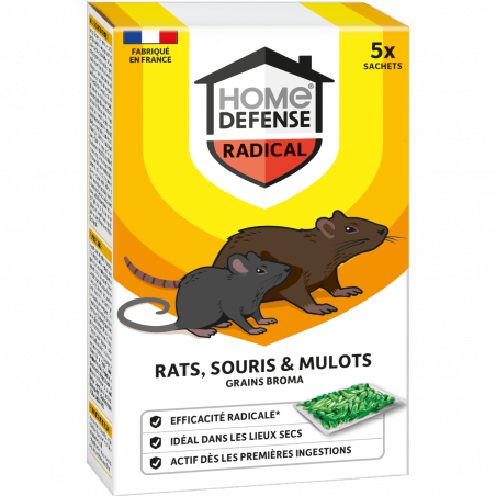 Céréales anti-rongeurs rats, souris et mulots Home Defense 125 g