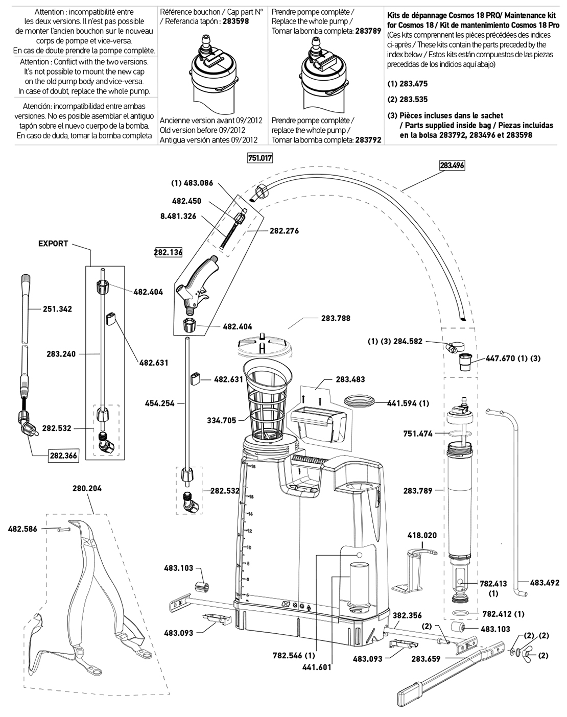 Pièces COSMOS 18 LT (Ref. 102126)