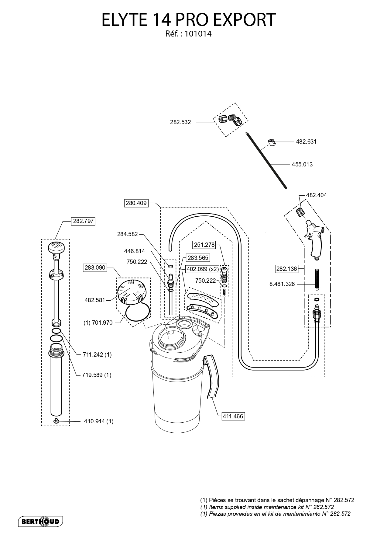 Pièces ELYTE 14 PRO EXPORT (Ref. 101014)