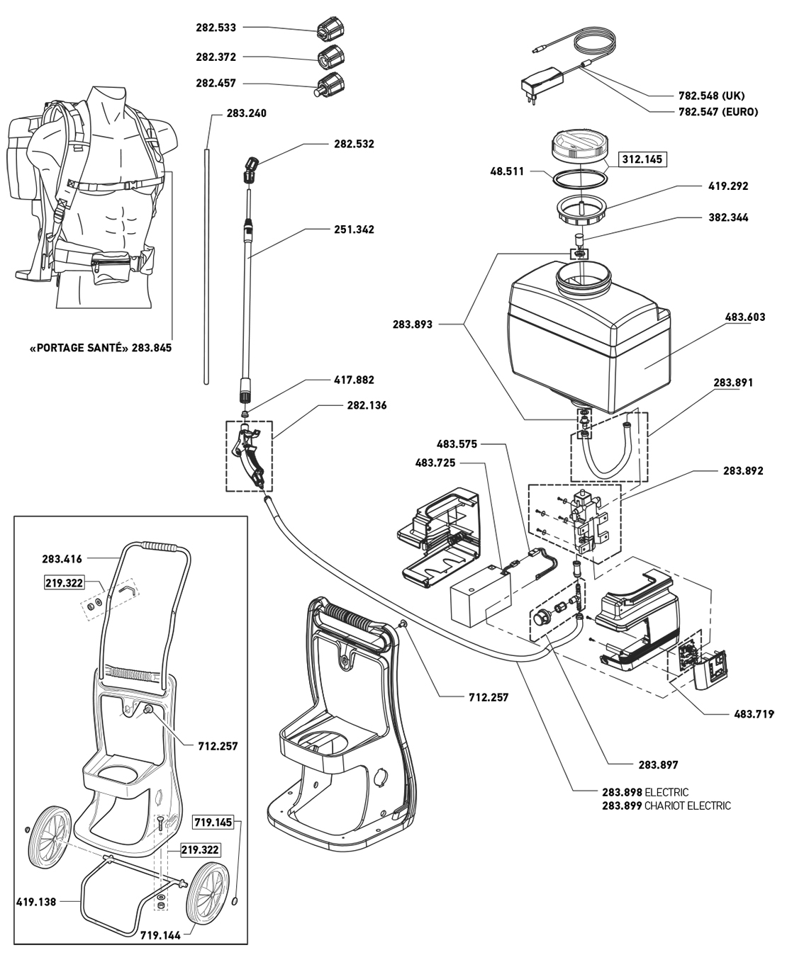 Pièces VERMOREL 3000 ELECTRIC CHARIOT (Ref. 102141)